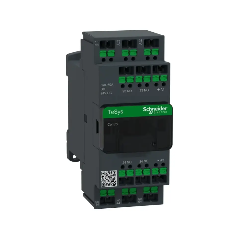 Schneider Electric CAD50ABD, TeSys Deca, 5NA, Snap-in Bağlantılı Yardımcı Kontaktör, 24 Volt DC