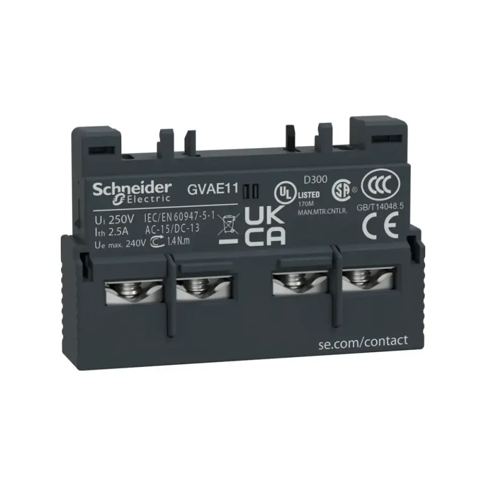Schneider Electric GVAE11, TeSys Deca, GV2 ve GV3P Motor Koruma Şalterleri için Yardımcı Kontak Blok, 1NA+1NK