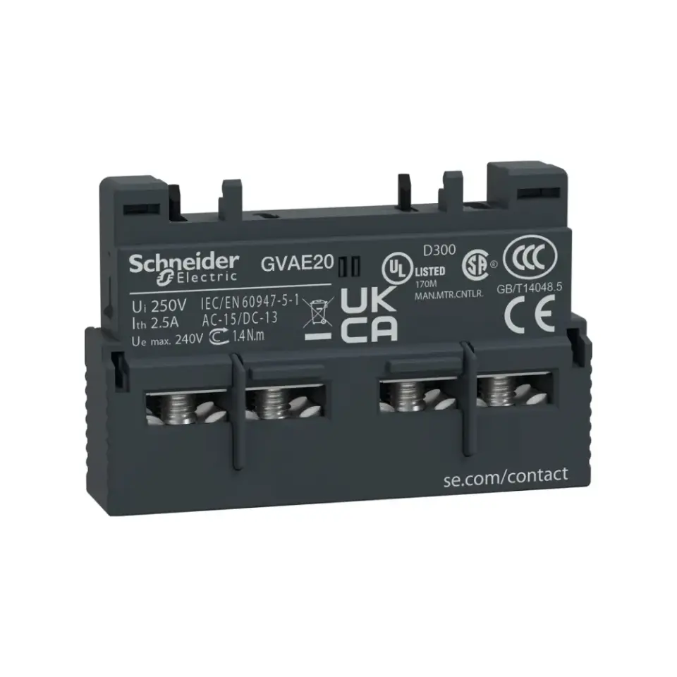 Schneider Electric GVAE20, TeSys Deca, GV2 ve GV3P Motor Koruma Şalterleri için Yardımcı Kontak Blok, 2NA