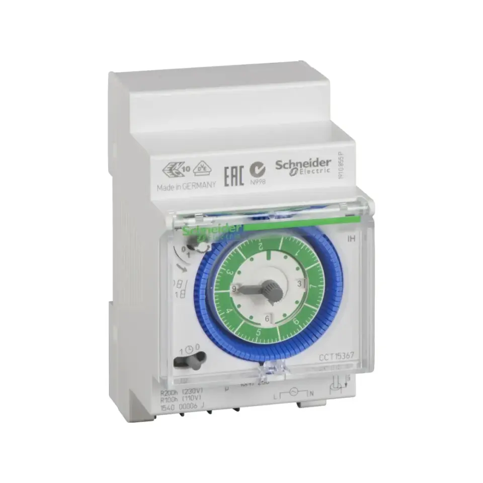 Schneider Electric CCT15367, Acti 9 IH, Elektromekanik Zaman Saati, 7 Gün Döngü, 150 Saat Rezervli, Tek Kanallı, Enversör Kontak