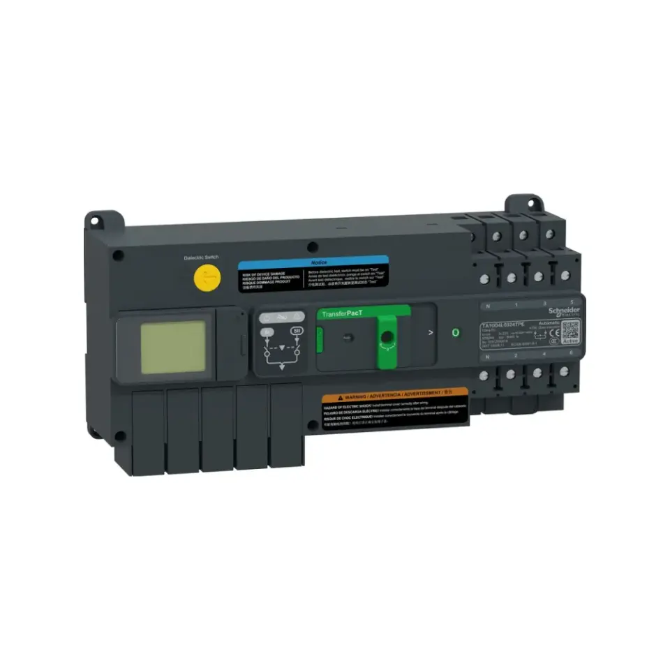 Schneider Electric TA10D4L0404TPE, TransferPacT, 40 Amper, 4 Kutuplu, Aktif Otomatik Transfer Şalteri, TA10, LCD Ekranlı