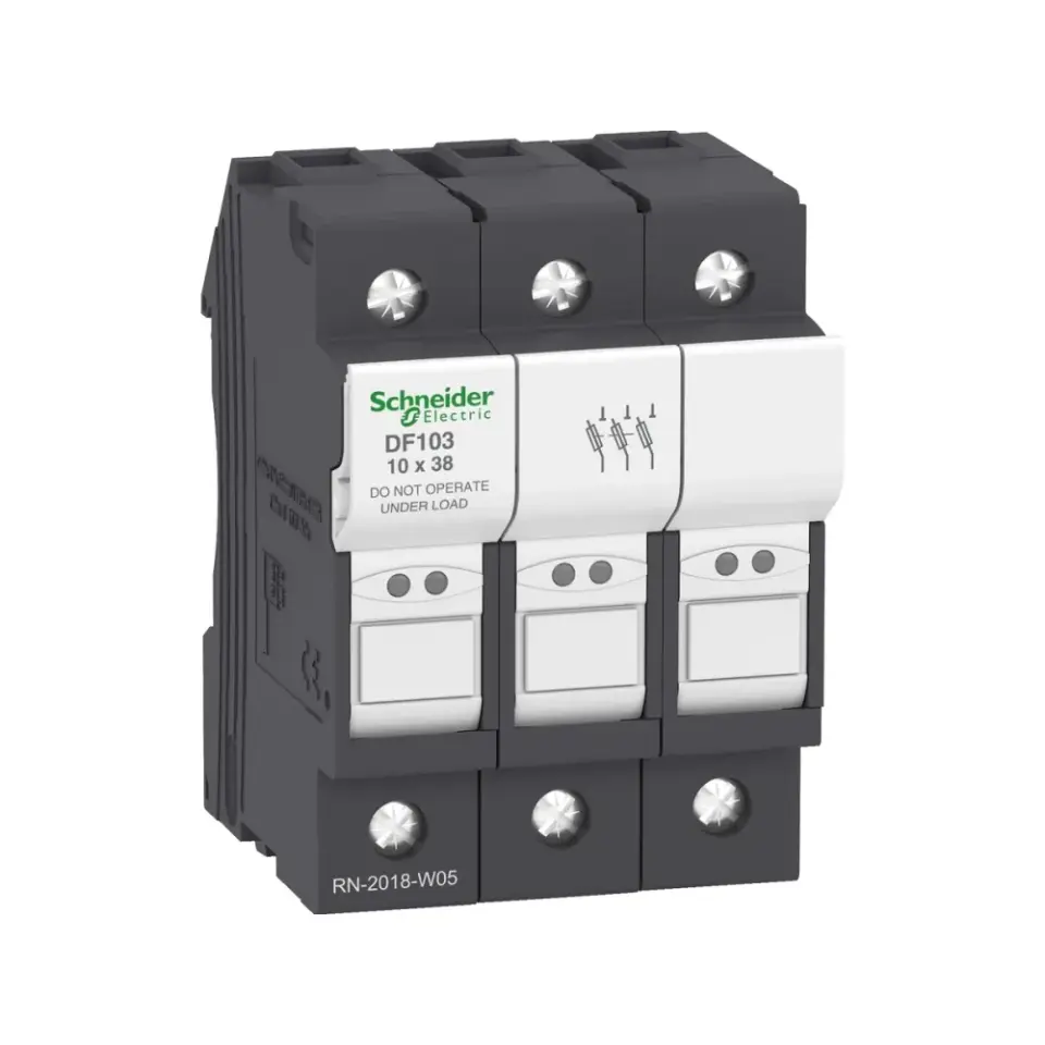 Schneider Electric DF103, TeSys DF, 32 Amper, 3 Kutuplu, Kartuş Sigorta Yuvası, 10x38mm Sigortalar için