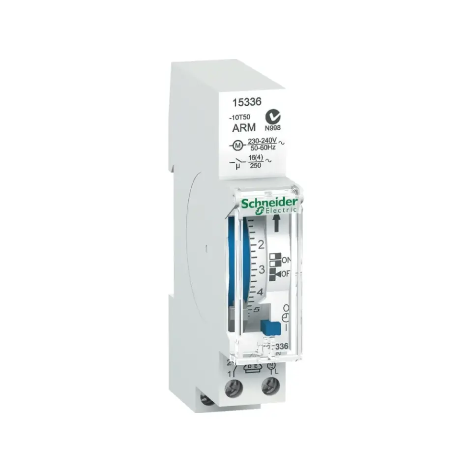 Schneider Electric 15336, Acti 9 IH, Elektromekanik Zaman Saati, 24 Saat Döngü, 100 Saat Rezervli, Tek Kanallı, A/K Kontak