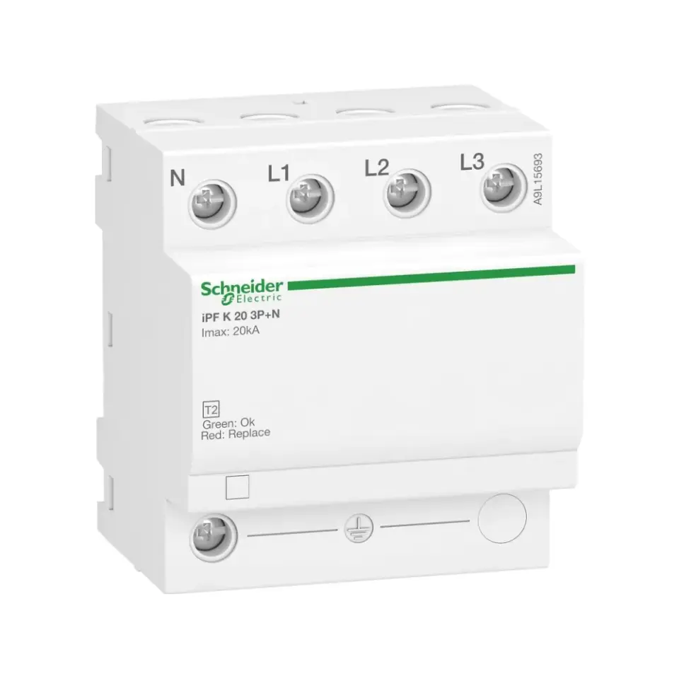 Schneider Electric A9L15693, Acti 9 iPF 20, AG Parafudr, 3 Kutup+Nötr, Tip 2, C Sınıfı, 20 kA
