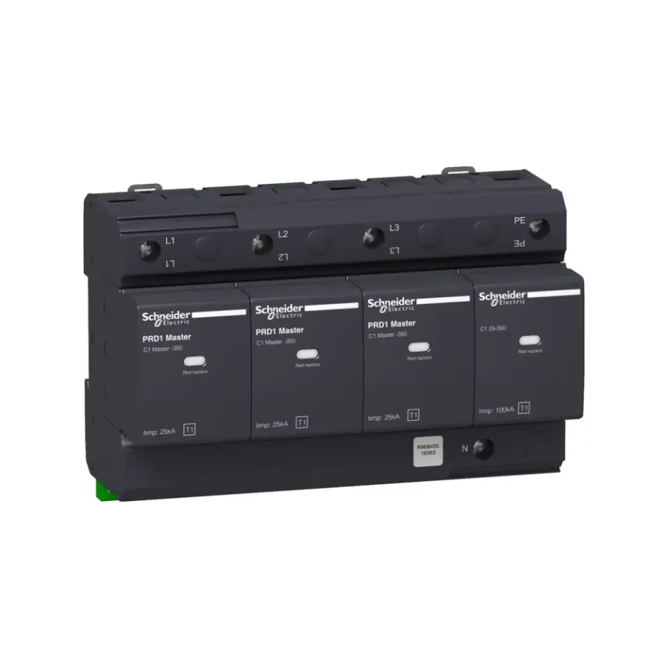 Schneider Electric 16363, Acti 9 PRD1 Master, Kartuşlu Tip, AG Parafudr, 3 Kutup+Nötr, Tip 1, B Sınıfı, 35 kA