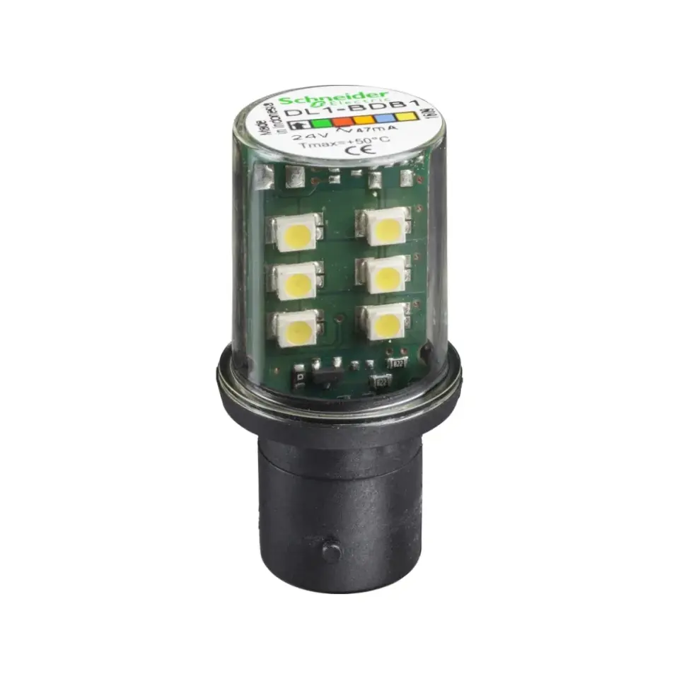 Schneider Electric DL1BDB1, Harmony XVB, Işıklı İkaz Lambaları ve Işıklı Kolonlar için Beyaz Led Ampul, 24 Volt AC/DC
