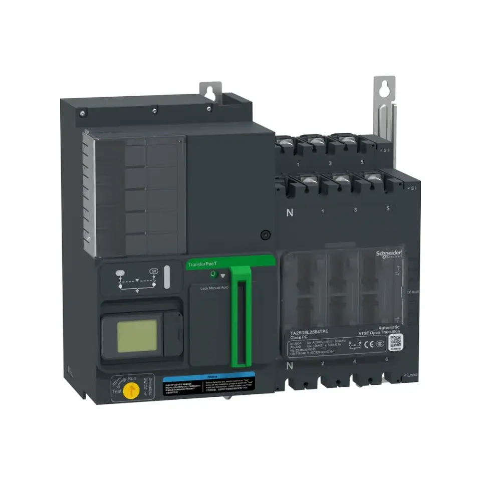 Schneider Electric TA25D3L2504TPE, TransferPacT, 250 Amper, 3 Kutuplu, Aktif Otomatik Transfer Şalteri, TA25, LCD Ekranlı