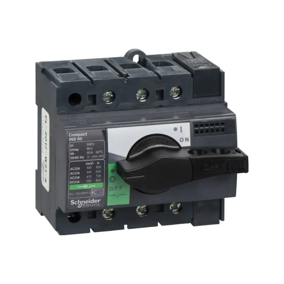 Schneider Electric 28904, ComPact INS, 80 Amper, 3 Kutuplu, Siyah Yük Ayırıcı, 15 kA, INS80
