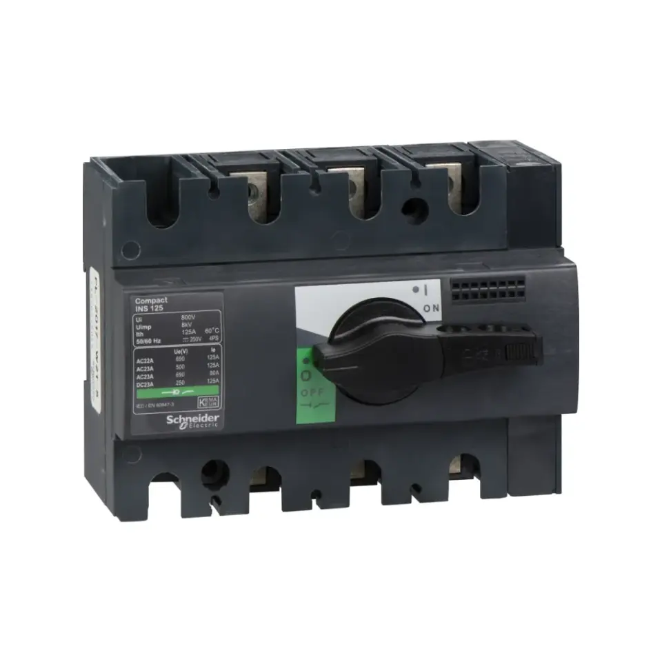 Schneider Electric 28910, ComPact INS, 125 Amper, 3 Kutuplu, Siyah Yük Ayırıcı, 20 kA, INS125