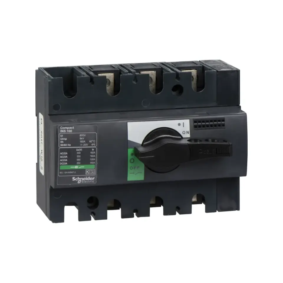 Schneider Electric 28912, ComPact INS, 160 Amper, 3 Kutuplu, Siyah Yük Ayırıcı, 20 kA, INS160