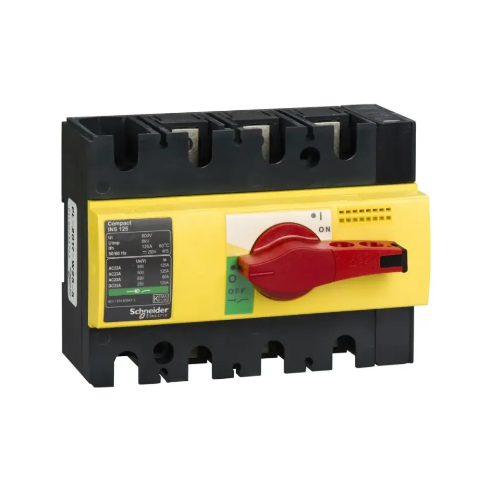 Schneider Electric 28926, ComPact INS, 125 Amper, 3 Kutuplu, Kırmızı-Sarı Yük Ayırıcı, 20 kA, INS125