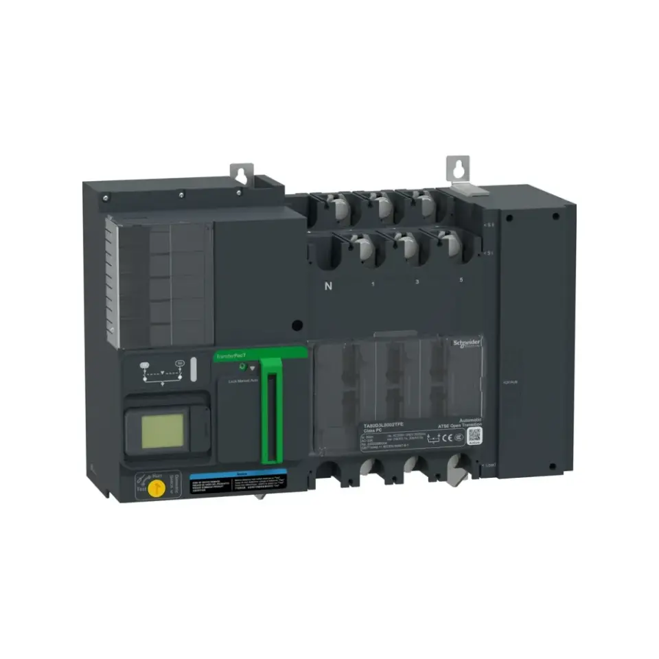 Schneider Electric TA80D3L8002TPE, TransferPacT, 800 Amper, 3 Kutuplu, Aktif Otomatik Transfer Şalteri, TA80, LCD Ekranlı
