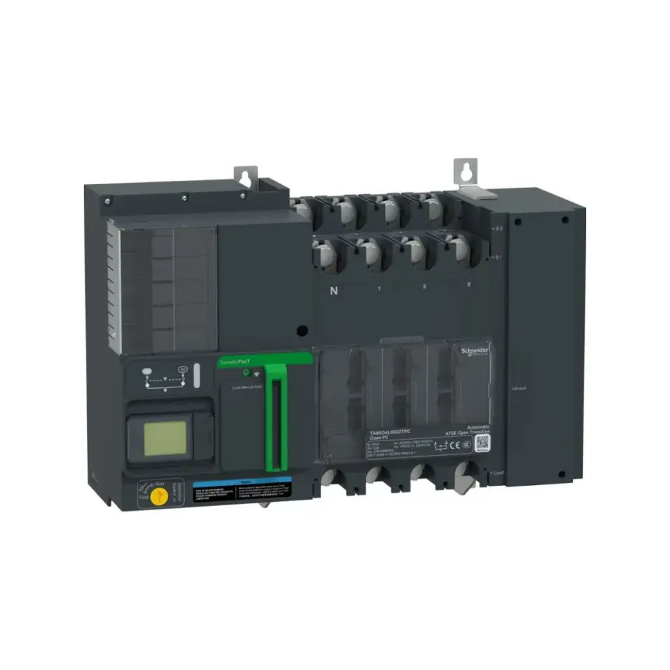 Schneider Electric TA80D4L8002TPE, TransferPacT, 800 Amper, 4 Kutuplu, Aktif Otomatik Transfer Şalteri, TA80, LCD Ekranlı