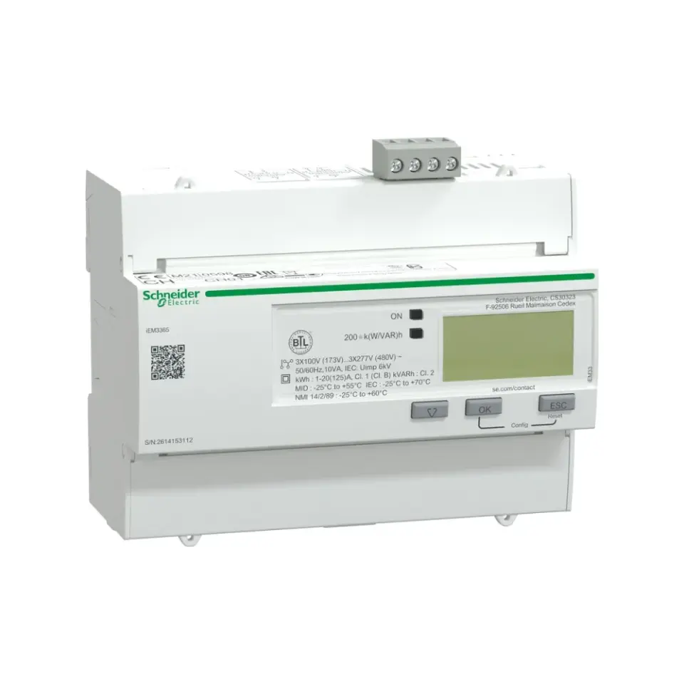 Schneider Electric A9MEM3365, Acti 9 iEM3000, 125 Amper, iEM3365, Enerji Ölçer, 1 Digital G/Ç, BACnet, Çoklu Tarife