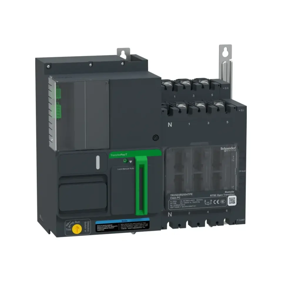 Schneider Electric TR25D3R1604TPE, TransferPacT, 160 Amper, 3 Kutuplu, Remote Otomatik Transfer Şalteri, TR25, LCD Ekranlı, Uzaktan Konrollü