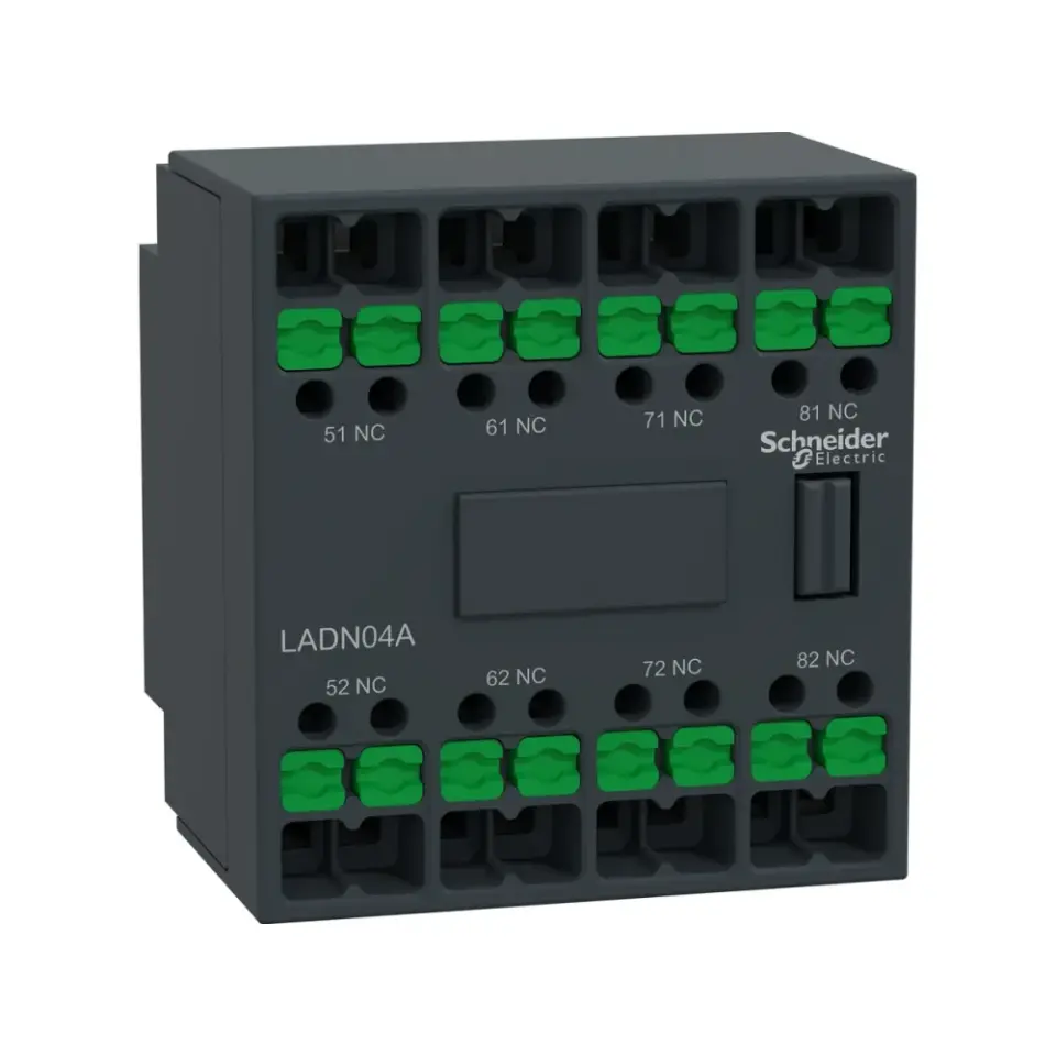 Schneider Electric LADN04A, TeSys Deca, Kontaktörler İçin Snap-in Bağlantılı Yardımcı Kontak Blok, 4NK
