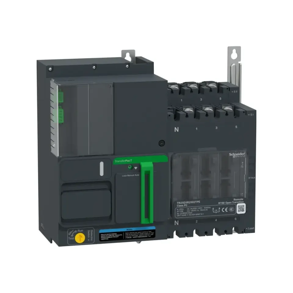 Schneider Electric TR25D3R2502TPE, TransferPacT, 250 Amper, 3 Kutuplu, Remote Otomatik Transfer Şalteri, TR25, LCD Ekranlı, Uzaktan Konrollü