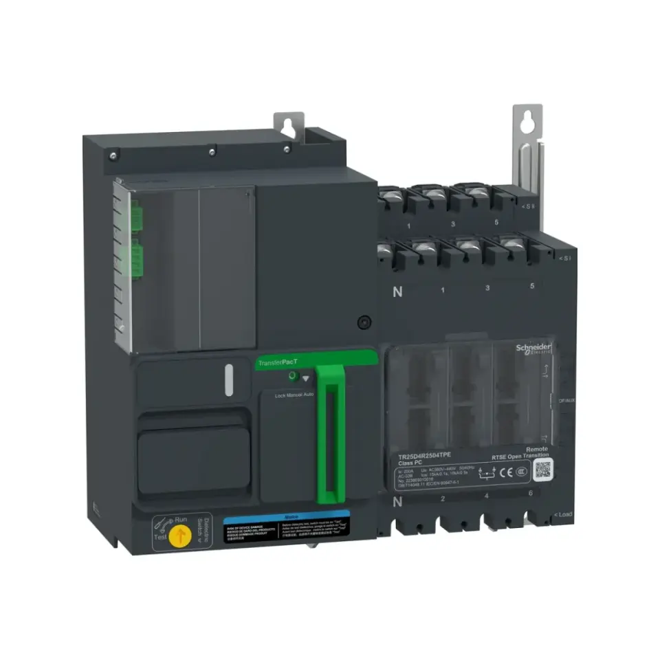 Schneider Electric TR25D4R2504TPE, TransferPacT, 250 Amper, 4 Kutuplu, Remote Otomatik Transfer Şalteri, TR25, LCD Ekranlı, Uzaktan Konrollü