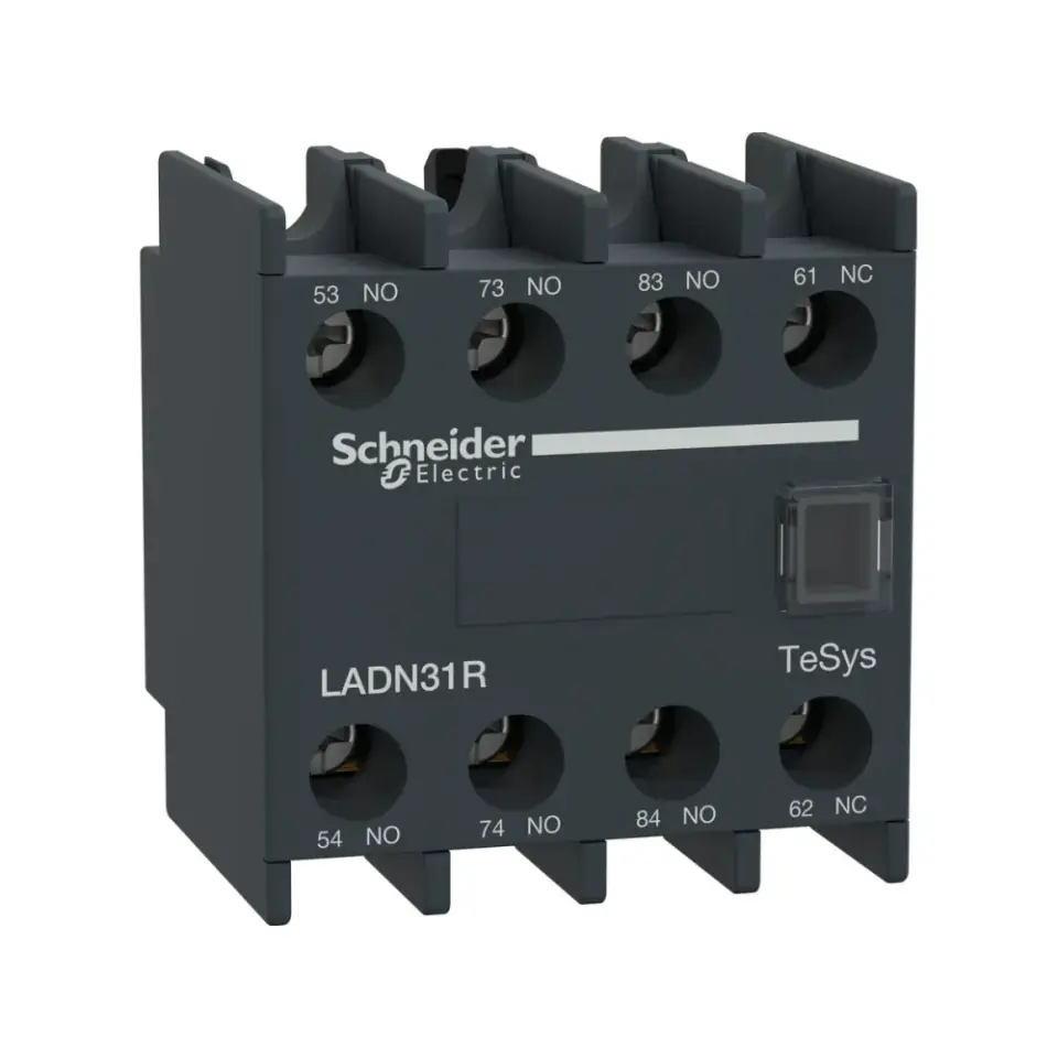 Schneider Electric LADN31R, TeSys Deca, Kontatörler İçin Toza Karşı Dayanıklı Yardımcı Kontak Blok, 3NA+1NK
