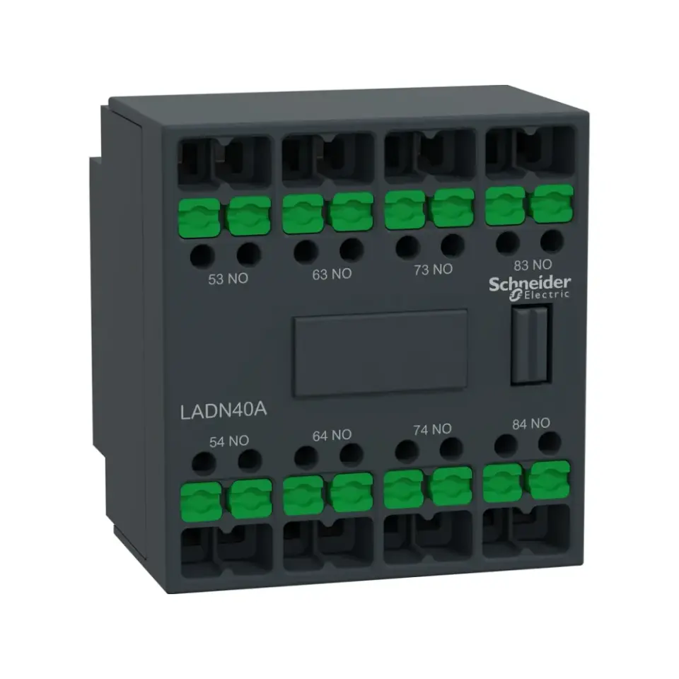 Schneider Electric LADN40A, TeSys Deca, Kontaktörler İçin Snap-in Bağlantılı Yardımcı Kontak Blok, 4NA