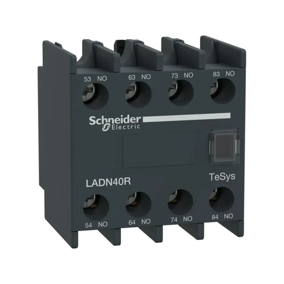 Schneider Electric LADN40R, TeSys Deca, Kontatörler İçin Toza Karşı Dayanıklı Yardımcı Kontak Blok, 4NA