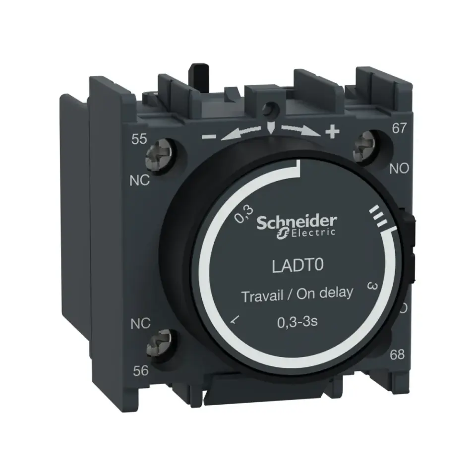 Schneider Electric LADT0, TeSys Deca, Çekmede Gecikmeli Pnömatik Zaman Rölesi, 0.1-3 sn