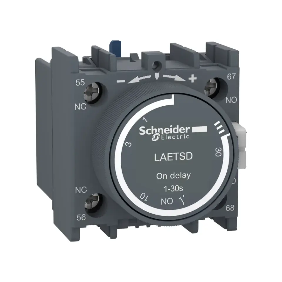 Schneider Electric LAETSD, EasyPact TVS, Yıldız-Üçgen Devresi için Çekmede Gecikmeli Pnömatik Zaman Rölesi, 1-30 sn