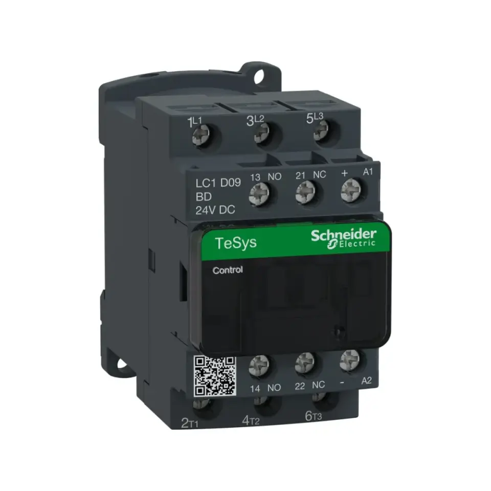 Schneider Electric LC1D09BD, TeSys Deca, 9 Amper, 4 kW, 3 Kutuplu, Kontaktör, 24 Volt DC, 1NA+1NK