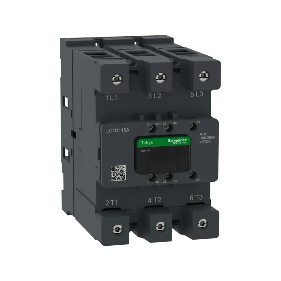Schneider Electric LC1D115AKUE, TeSys Deca, 115 Amper, 55 kW, 3 Kutuplu, Kontaktör, 100-250 Volt AC/DC, 1NA+1NK
