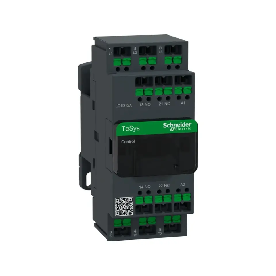Schneider Electric LC1D12AM7, TeSys Deca, 12 Amper, 5,5 kW, 3 Kutuplu, Snap-in Bağlantılı Kontaktör, 220 Volt AC, 1NA+1NK