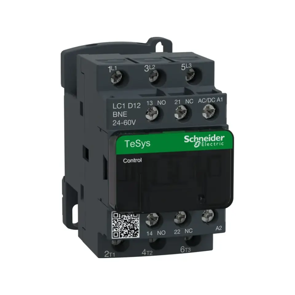 Schneider Electric LC1D12BNE, TeSys Deca, 12 Amper, 5,5 kW, 3 Kutuplu, Kontaktör, 24-60 Volt AC/DC, 1NA+1NK