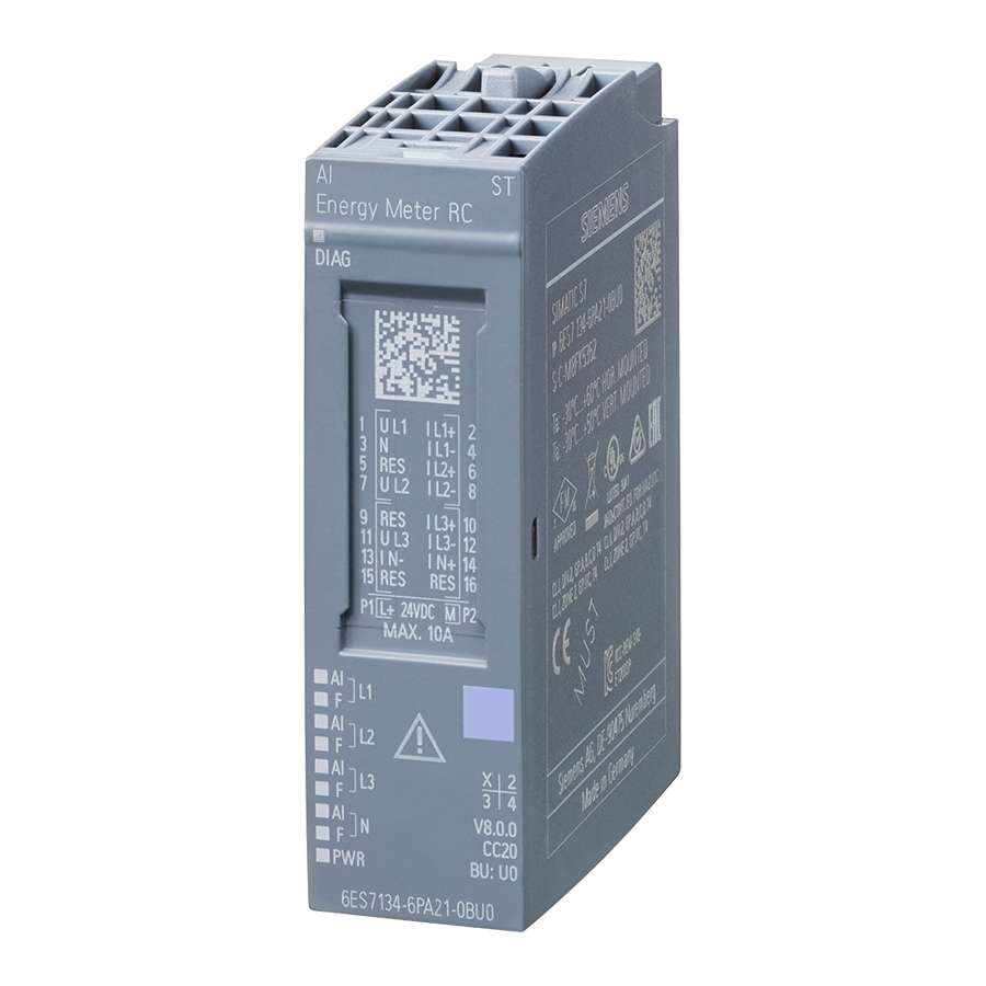 Siemens 6ES7134-6PA21-0BU0 AI Energy Meter RC ST, Rogowski Coils or Cur./ Volt Transformer 330mV ET-200SP