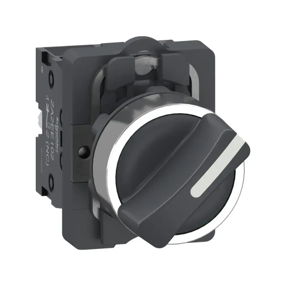 Schneider Electric XA2AD25, Harmony Stil 2, Siyah, Mandal Buton, 0-1 Konumlu, 1NA+1NK, 22mm