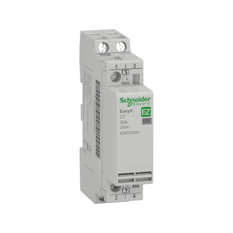 Schneider Electric EZ9C32220, Easy9, 20 Amper, 2NA, Sessiz Kontaktör, 230-240 Volt AC