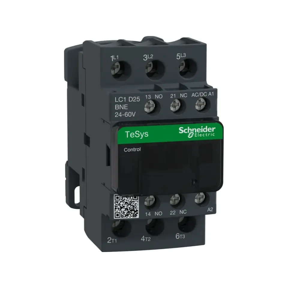 Schneider Electric LC1D25BNE, TeSys Deca, 25 Amper, 11 kW, 3 Kutuplu, Kontaktör, 24-60 Volt AC/DC, 1NA+1NK