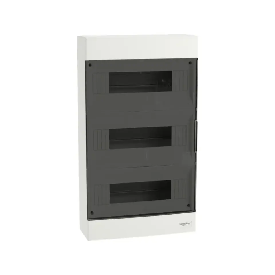 Schneider Electric EZ9EUG312, Easy 9, 36 Modül, 3 Sıralı, Şeffaf Kapaklı, Halojen Free, Sıvaüstü Sigorta Kutusu, 26x46x11cm