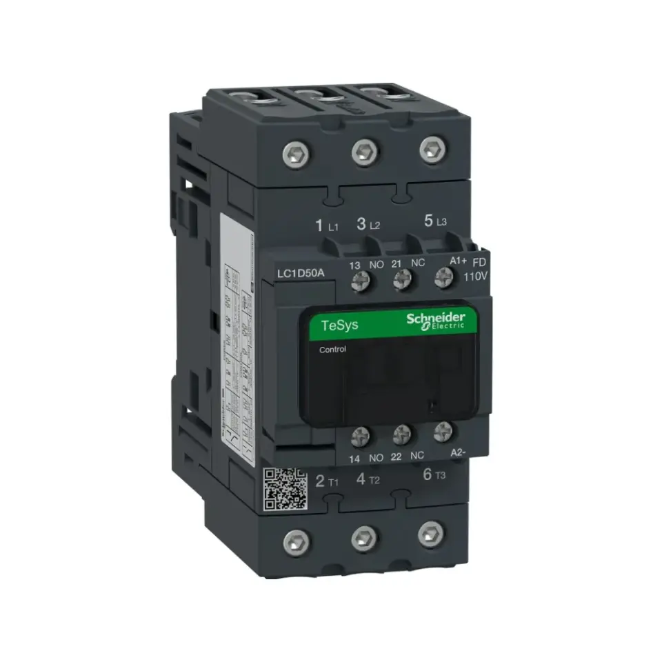 Schneider Electric LC1D50AFD, TeSys Deca, 50 Amper, 22 kW, 3 Kutuplu, Kontaktör, 110 Volt DC, 1NA+1NK