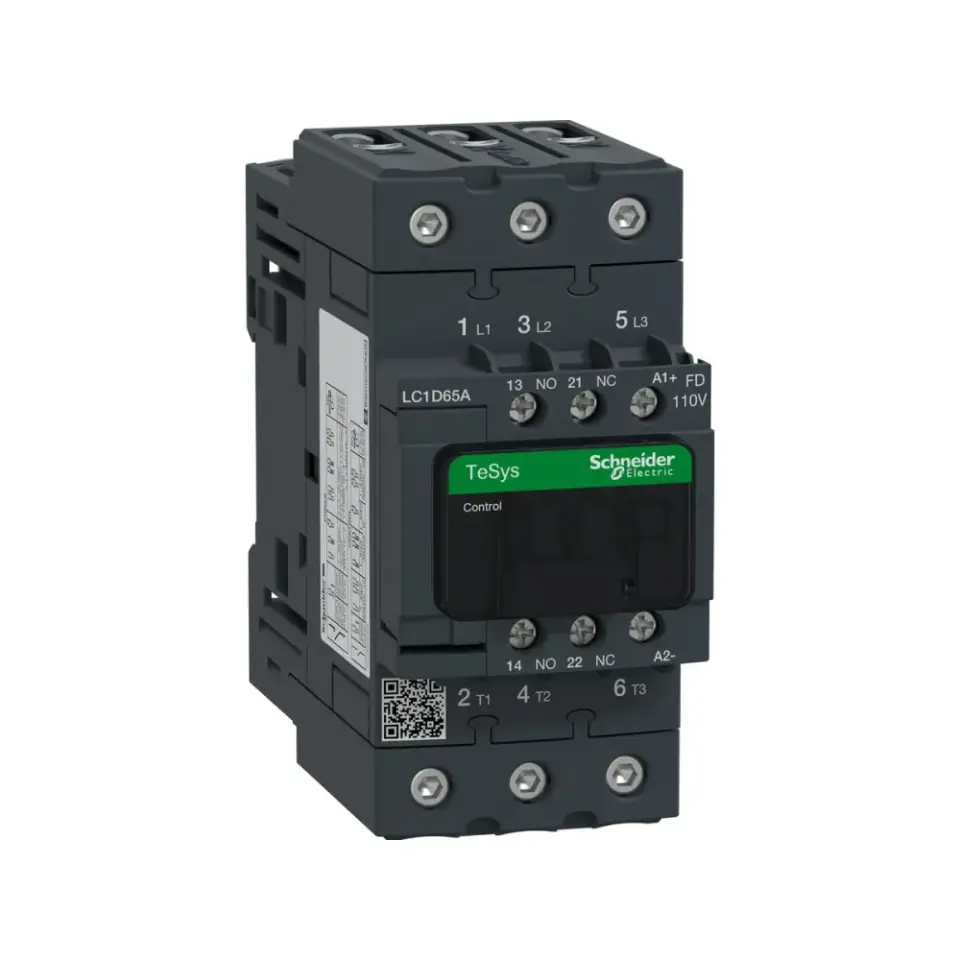 Schneider Electric LC1D65AFD, TeSys Deca, 65 Amper, 30 kW, 3 Kutuplu, Kontaktör, 110 Volt DC, 1NA+1NK