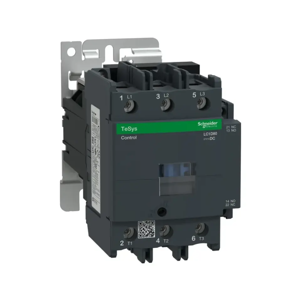 Schneider Electric LC1D80ED, TeSys Deca, 80 Amper, 37 kW, 3 Kutuplu, Kontaktör, 48 Volt DC, 1NA+1NK