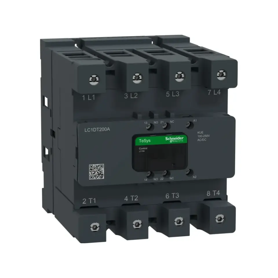 Schneider Electric LC1DT200AKUE, TeSys Deca, 200 Amper, 4 Kutuplu, Kontaktör, 100-250 Volt AC/DC, 1NA+1NK