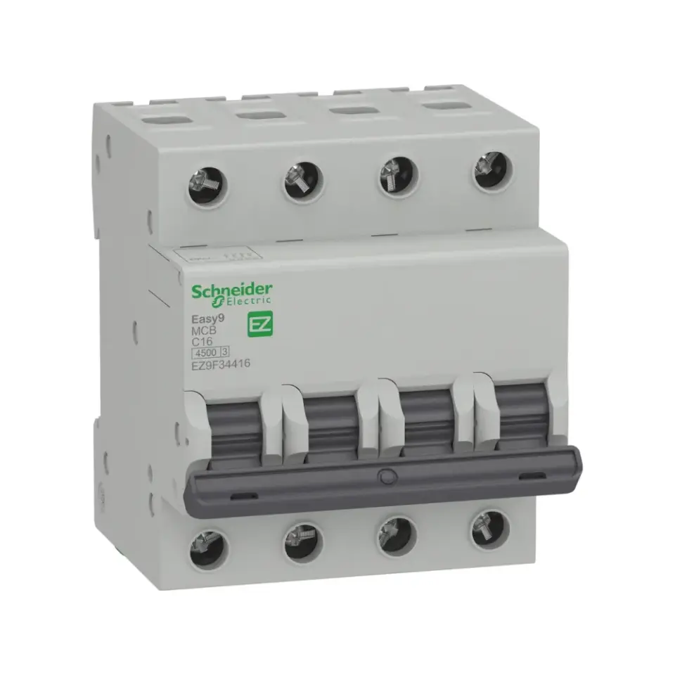 Schneider Electric EZ9F34416, Easy9, 16 Amper, 4 Kutuplu, C Tipi, Otomatik Sigorta, 4.5 kA, 4x16C
