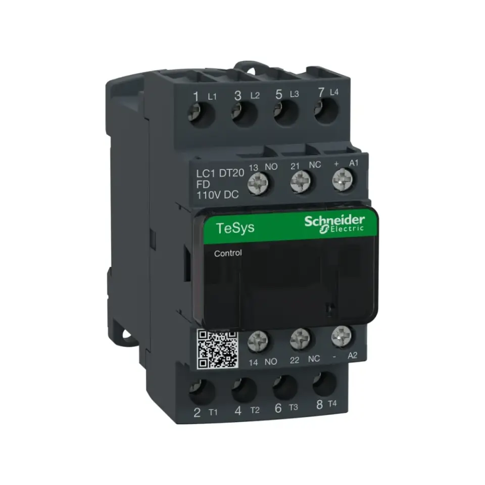 Schneider Electric LC1DT20FD, TeSys Deca, 20 Amper, 4 Kutuplu, Kontaktör, 110 Volt DC, 1NA+1NK