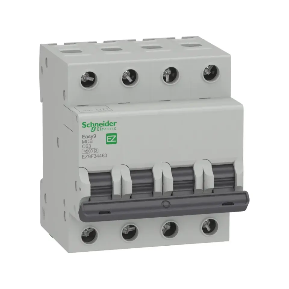 Schneider Electric EZ9F34463, Easy9, 63 Amper, 4 Kutuplu, C Tipi, Otomatik Sigorta, 4.5 kA, 4x63C
