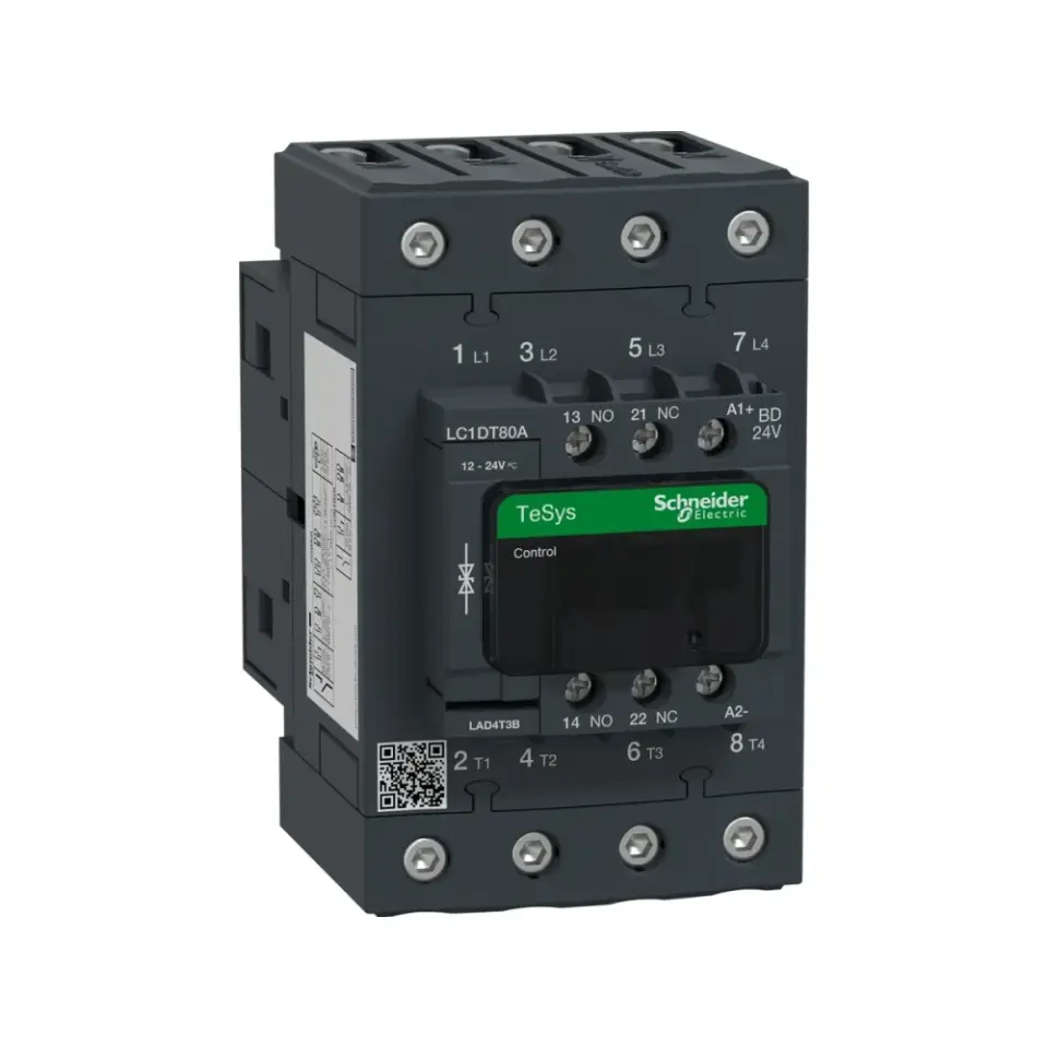 Schneider Electric LC1DT80ABD, TeSys Deca, 80 Amper, 4 Kutuplu, Kontaktör, 24 Volt DC, 1NA+1NK