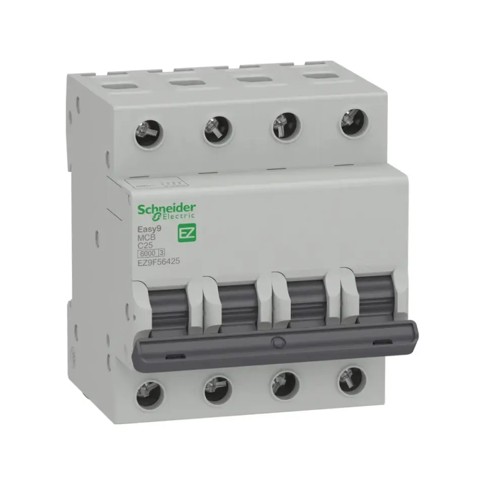 Schneider Electric EZ9F56425, Easy9, 25 Amper, 4 Kutuplu, C Tipi, Otomatik Sigorta, 6 kA, 4x25C