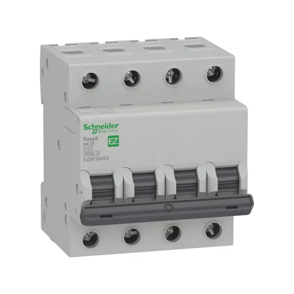 Schneider Electric EZ9F56463, Easy9, 63 Amper, 4 Kutuplu, C Tipi, Otomatik Sigorta, 6 kA, 4x63C