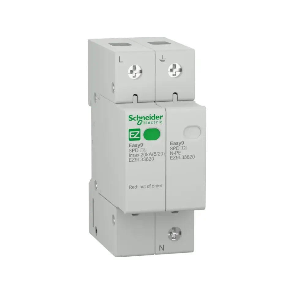 Schneider Electric EZ9L33620, Easy9, Kartuşlu Tip, AG Parafudr, 1 Kutup+Nötr, Tip 2, C Sınıfı, 20 kA