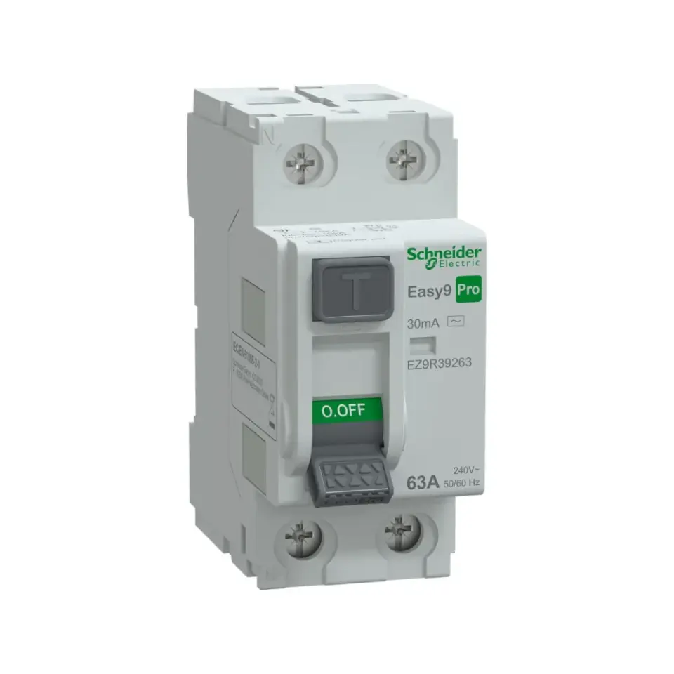 Schneider Electric EZ9R39263, Easy9 Pro, 63 Amper, 30mA, AC Tip, Kaçak Akım Koruma Rölesi, 2 Kutuplu (1 Faz+Nötr)