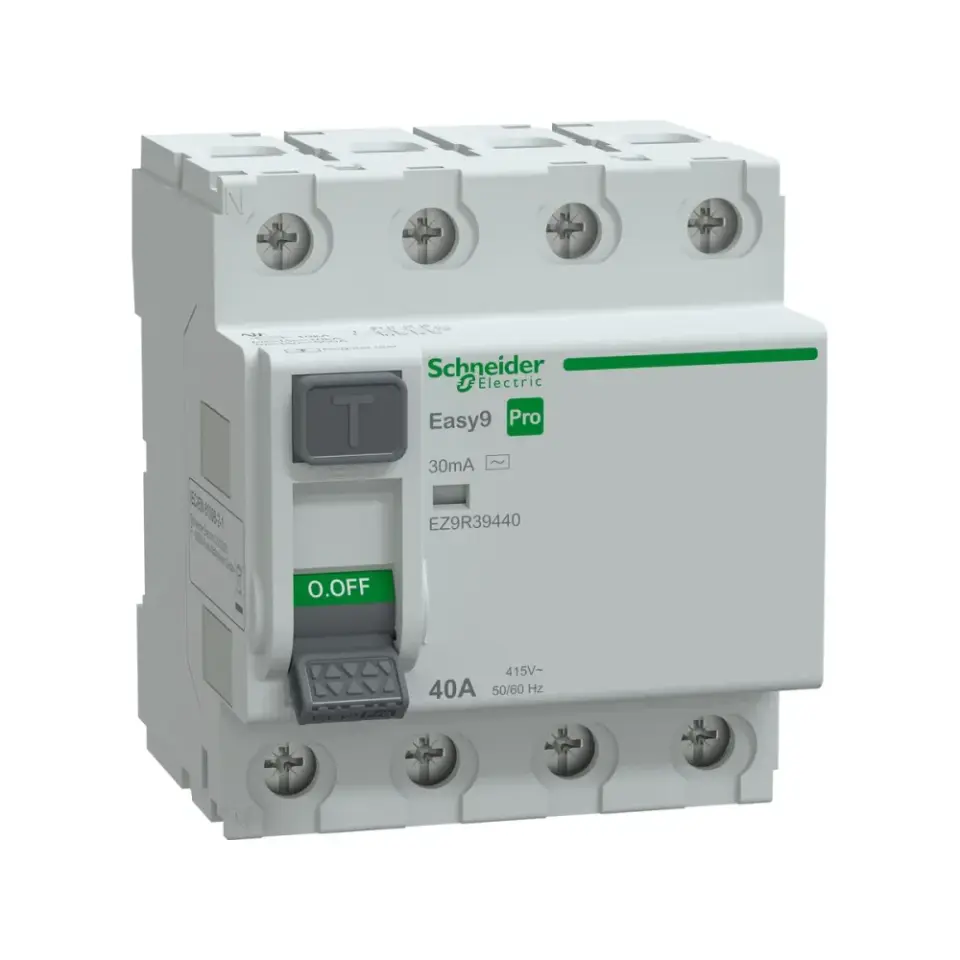Schneider Electric EZ9R39440, Easy9 Pro, 40 Amper, 30mA, AC Tip, Kaçak Akım Koruma Rölesi, 4 Kutuplu (3 Faz+Nötr)