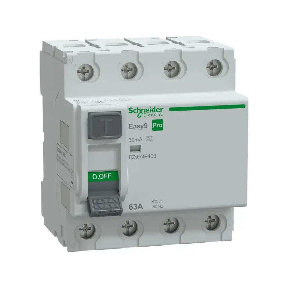 Schneider Electric EZ9R49463, Easy9 Pro, 63 Amper, 30mA, A Tip, Kaçak Akım Koruma Rölesi, 4 Kutuplu (3 Faz+Nötr)